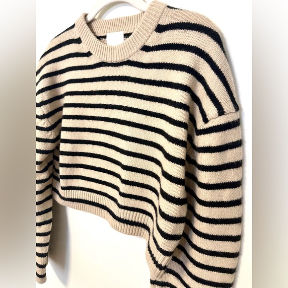 H&M Cropped Stripped Sweater Neutral size XS - Picture 4 of 7